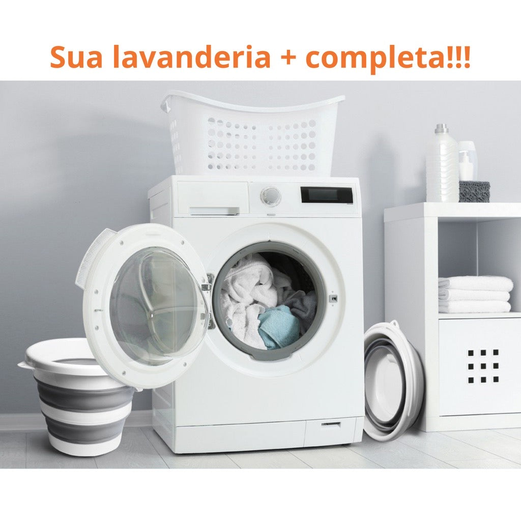 Balde Dobrável Retrátil Flexível 10L Silicone Com Alça